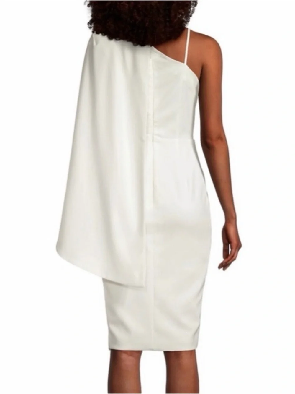 Lavish Alice Half Cape Capelet One Shoulder Wrap Sheath White Dress sz 2 - Picture 4 of 10